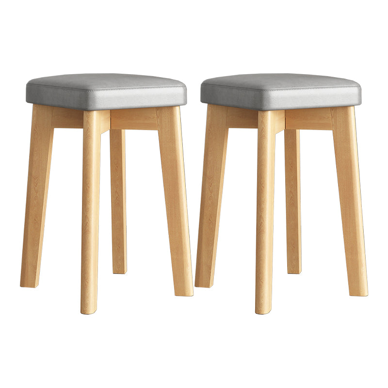 Wood Pouf Contemporary Square Solid Color Ottoman with Wooden Feet