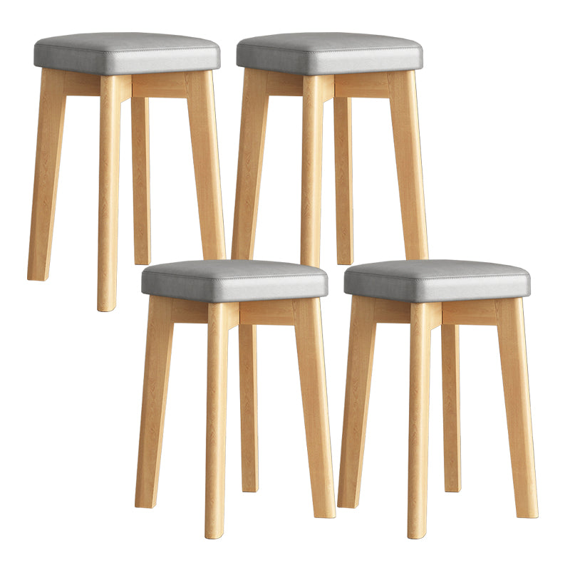 Wood Pouf Contemporary Square Solid Color Ottoman with Wooden Feet