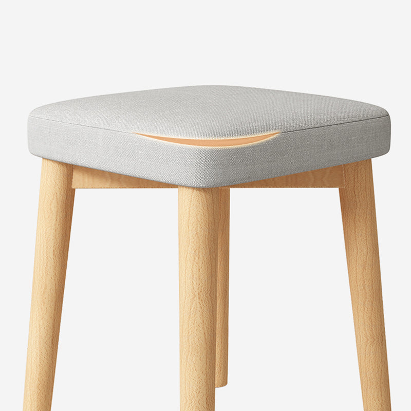 Wood Pouf Contemporary Square Solid Color Ottoman with Wooden Feet