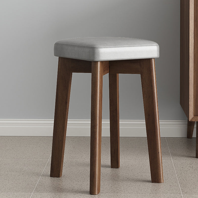 Wood Pouf Contemporary Square Solid Color Ottoman with Wooden Feet