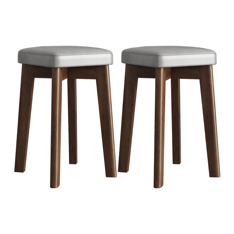 Wood Pouf Contemporary Square Solid Color Ottoman with Wooden Feet