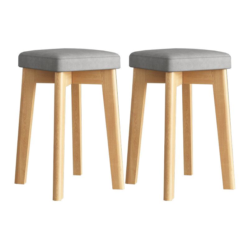 Wood Pouf Contemporary Square Solid Color Ottoman with Wooden Feet