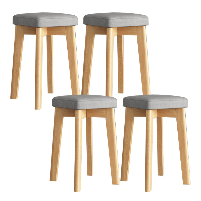 Wood Pouf Contemporary Square Solid Color Ottoman with Wooden Feet