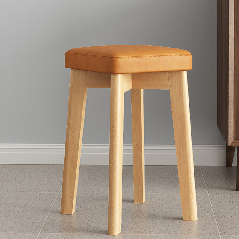 Wood Pouf Contemporary Square Solid Color Ottoman with Wooden Feet