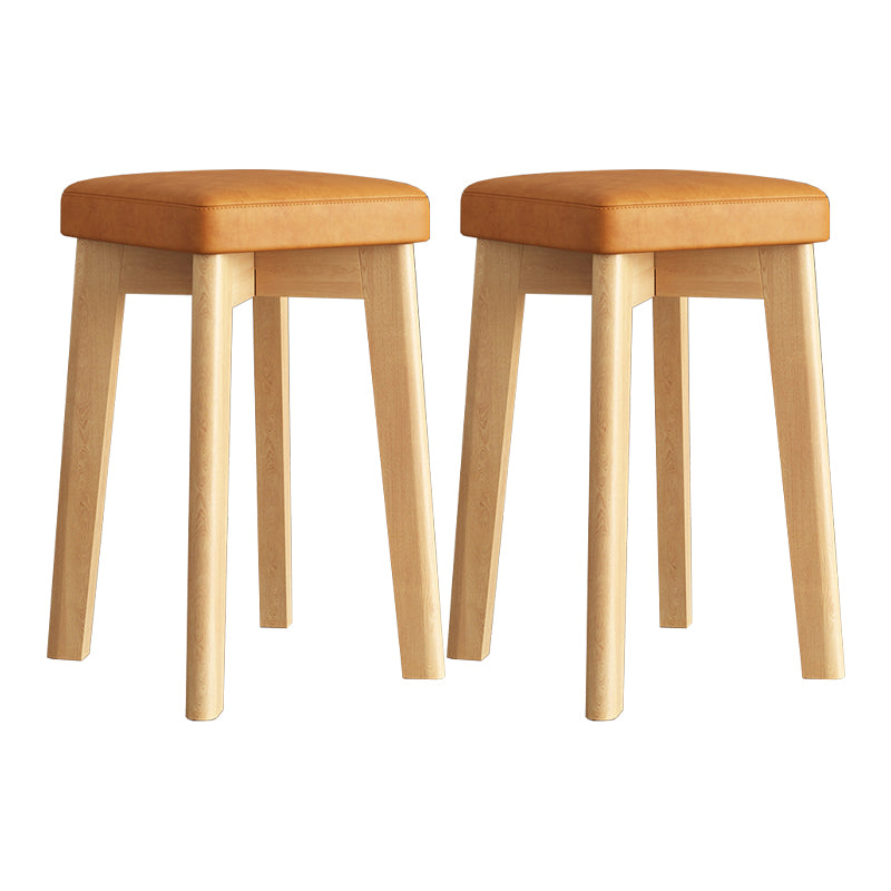 Wood Pouf Contemporary Square Solid Color Ottoman with Wooden Feet