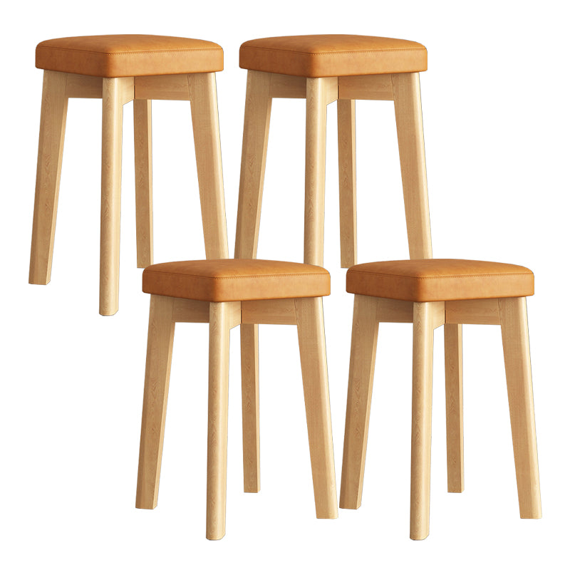 Wood Pouf Contemporary Square Solid Color Ottoman with Wooden Feet