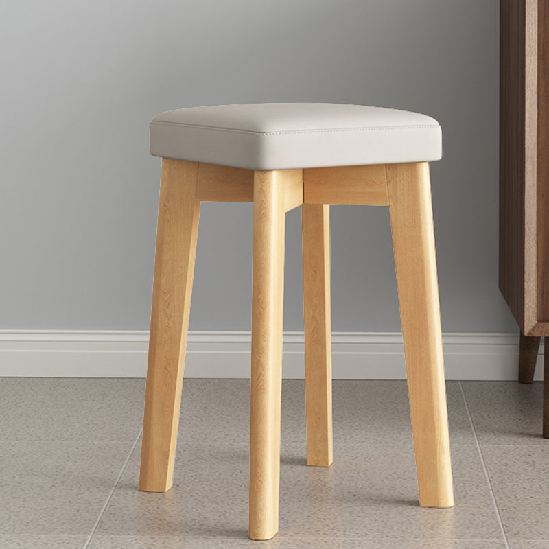 Wood Pouf Contemporary Square Solid Color Ottoman with Wooden Feet