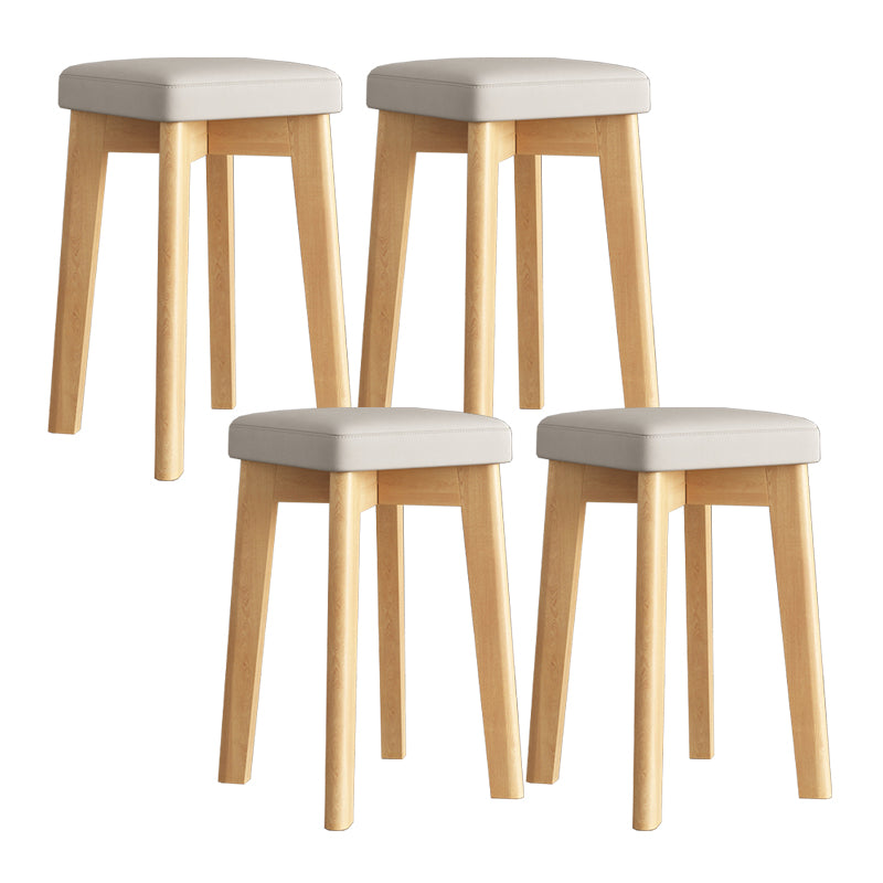 Wood Pouf Contemporary Square Solid Color Ottoman with Wooden Feet