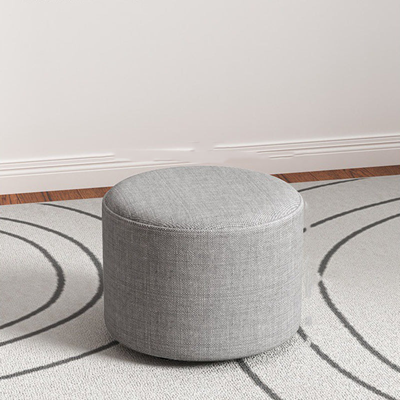 Contemporary Footstool Ottoman Fabric Upholstered Solid Color Round Ottoman