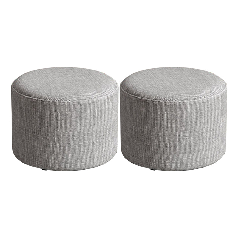 Contemporary Footstool Ottoman Fabric Upholstered Solid Color Round Ottoman
