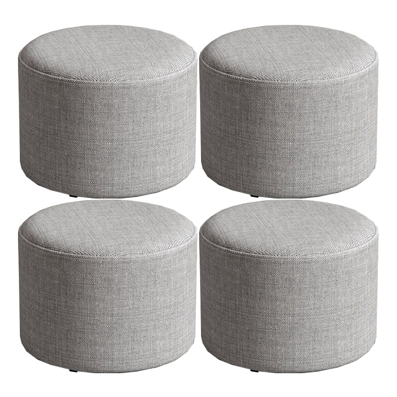Contemporary Footstool Ottoman Fabric Upholstered Solid Color Round Ottoman