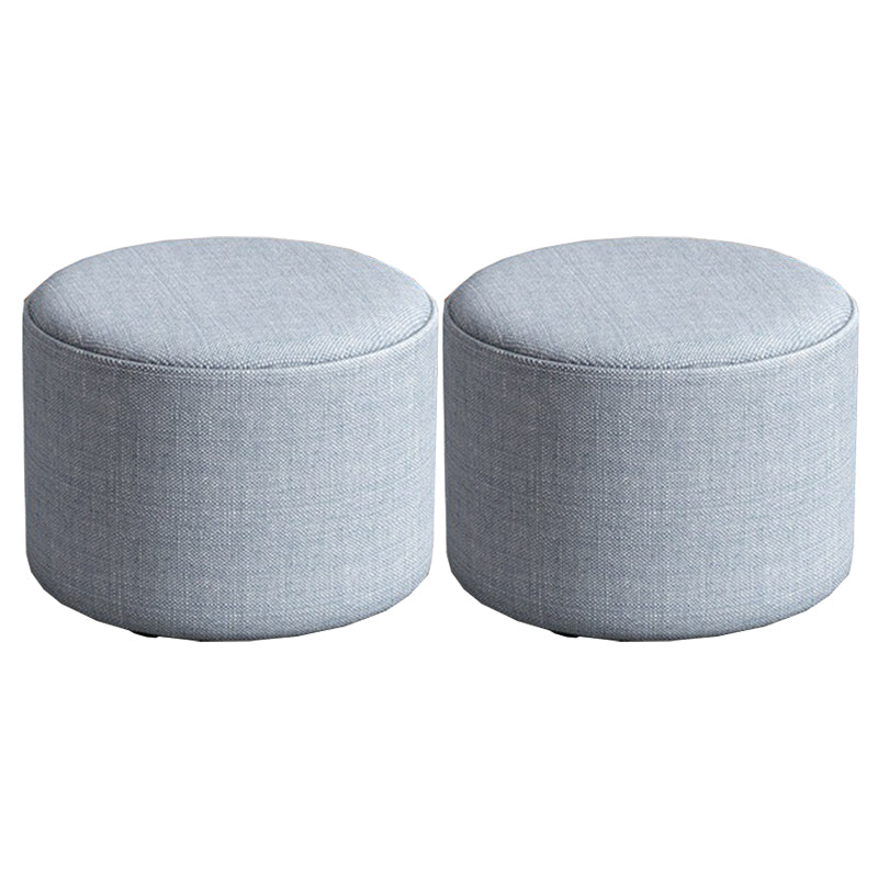 Contemporary Footstool Ottoman Fabric Upholstered Solid Color Round Ottoman