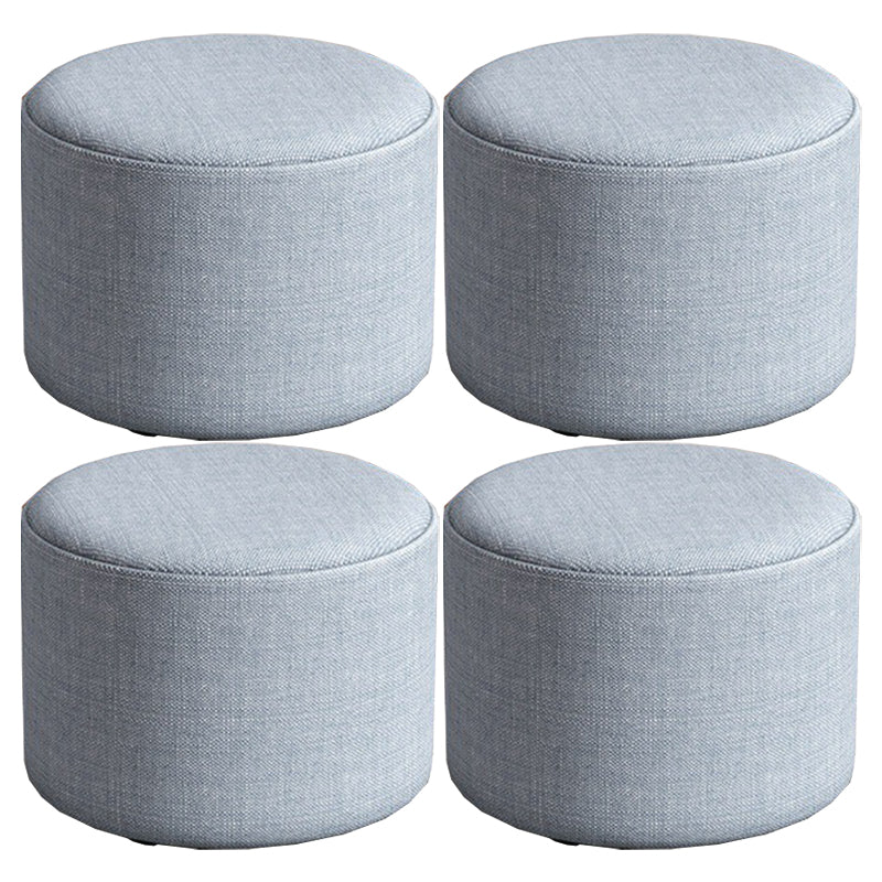 Contemporary Footstool Ottoman Fabric Upholstered Solid Color Round Ottoman