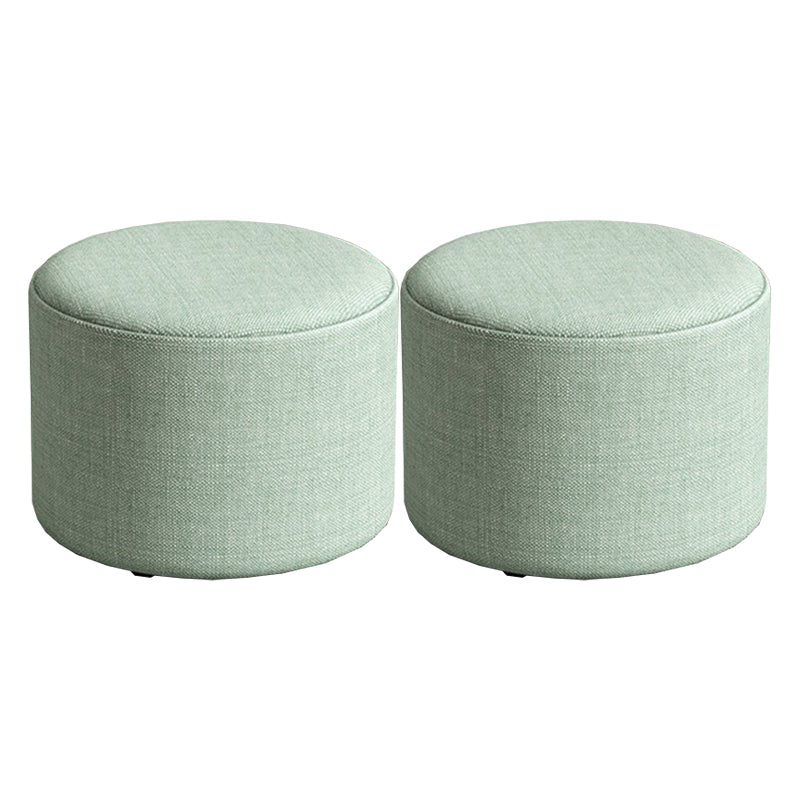 Contemporary Footstool Ottoman Fabric Upholstered Solid Color Round Ottoman