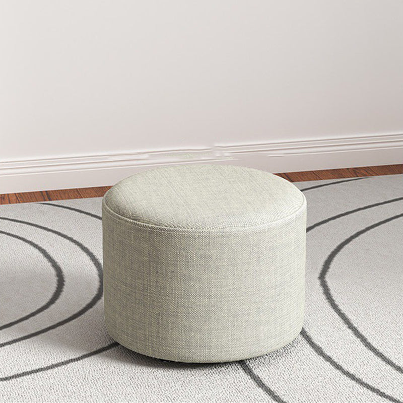 Contemporary Footstool Ottoman Fabric Upholstered Solid Color Round Ottoman