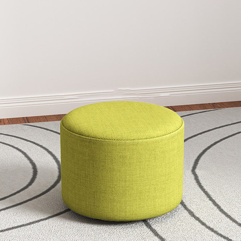 Contemporary Footstool Ottoman Fabric Upholstered Solid Color Round Ottoman