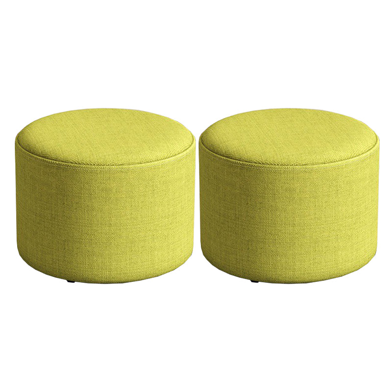 Contemporary Footstool Ottoman Fabric Upholstered Solid Color Round Ottoman