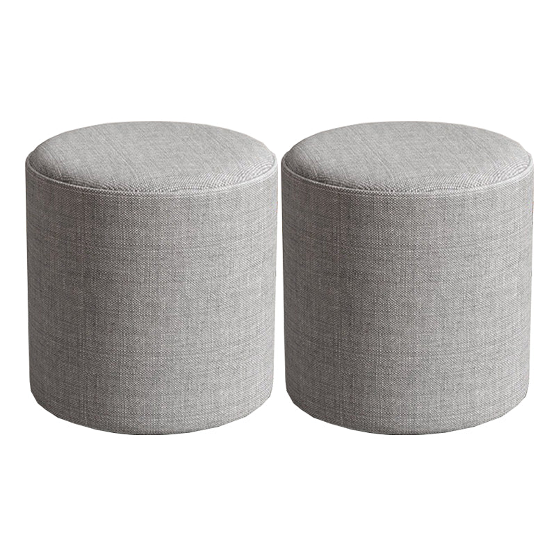 Contemporary Footstool Ottoman Fabric Upholstered Solid Color Round Ottoman