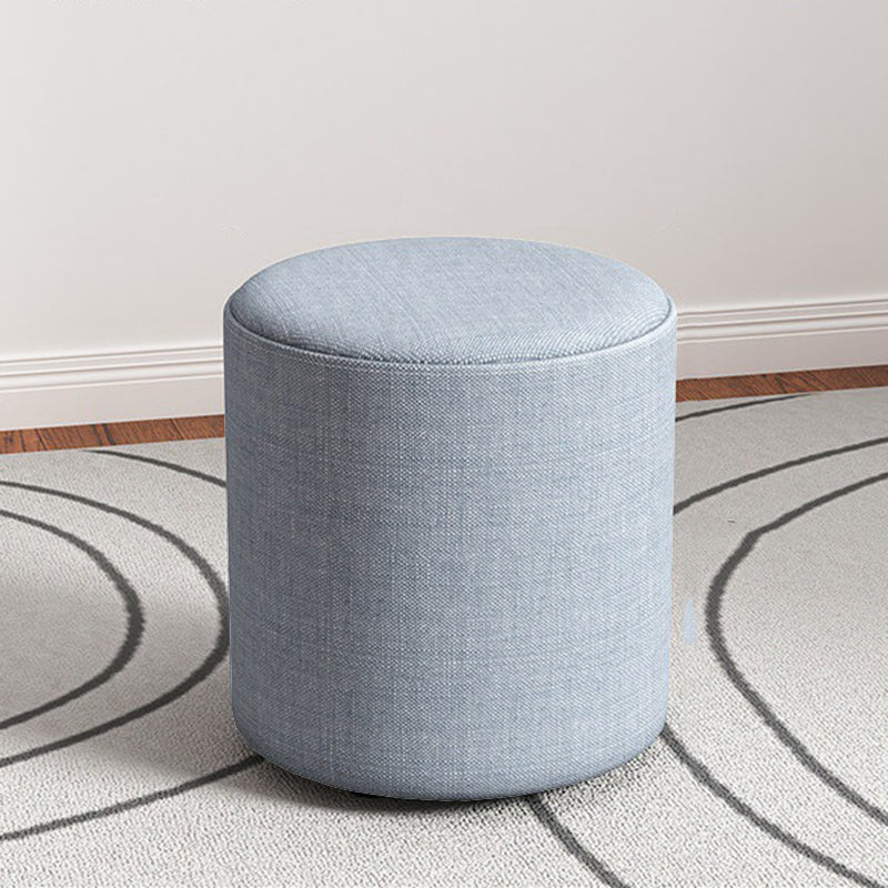 Contemporary Footstool Ottoman Fabric Upholstered Solid Color Round Ottoman