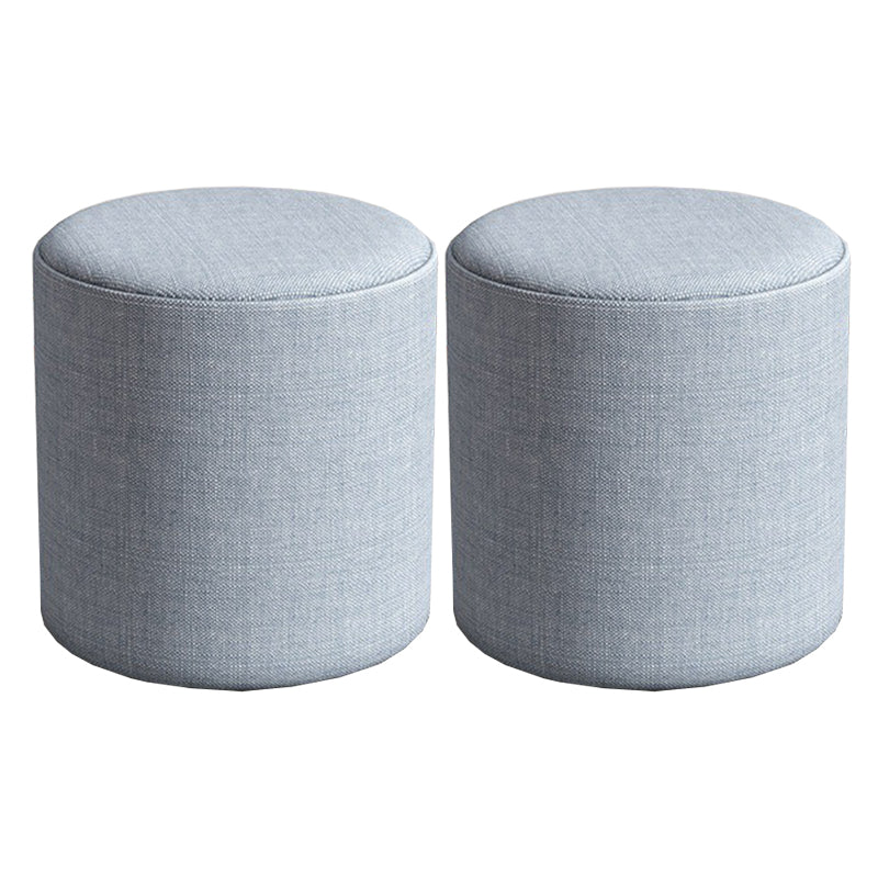 Contemporary Footstool Ottoman Fabric Upholstered Solid Color Round Ottoman