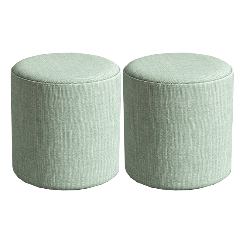 Contemporary Footstool Ottoman Fabric Upholstered Solid Color Round Ottoman