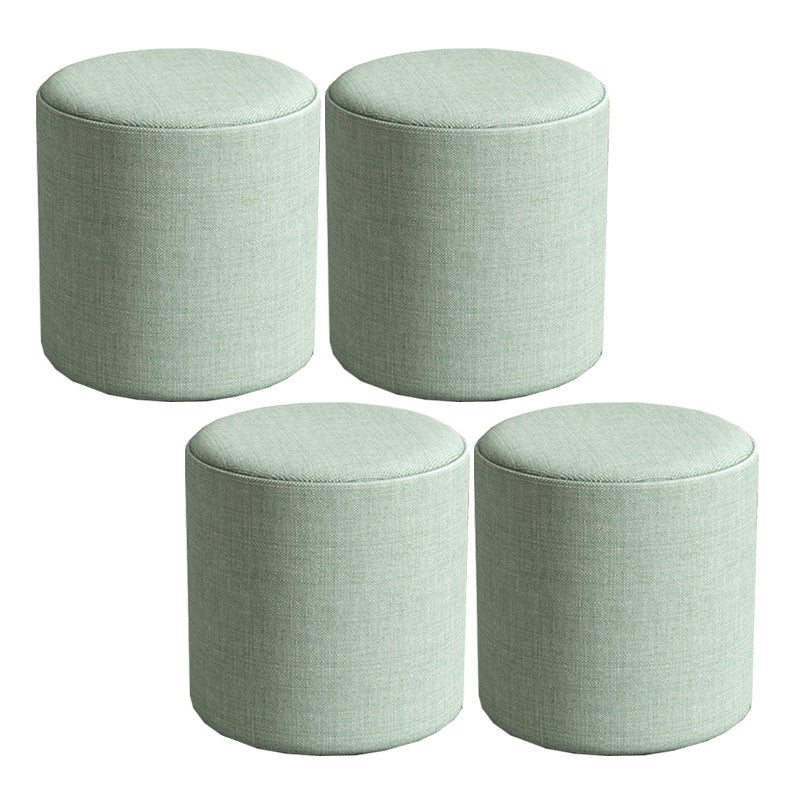 Contemporary Footstool Ottoman Fabric Upholstered Solid Color Round Ottoman