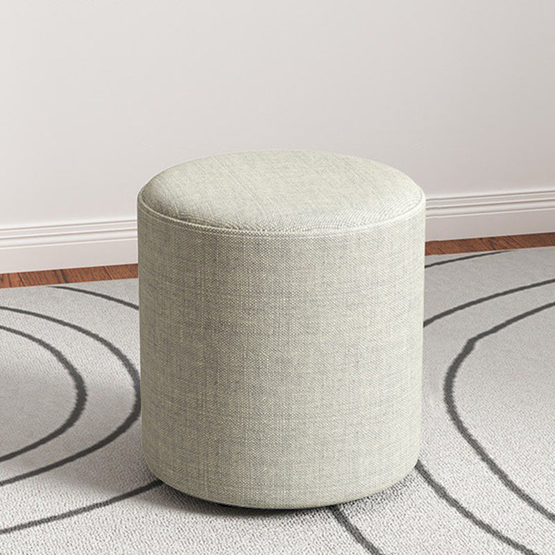 Contemporary Footstool Ottoman Fabric Upholstered Solid Color Round Ottoman