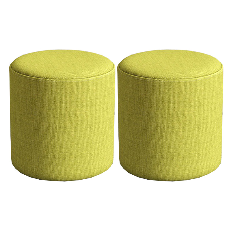 Contemporary Footstool Ottoman Fabric Upholstered Solid Color Round Ottoman