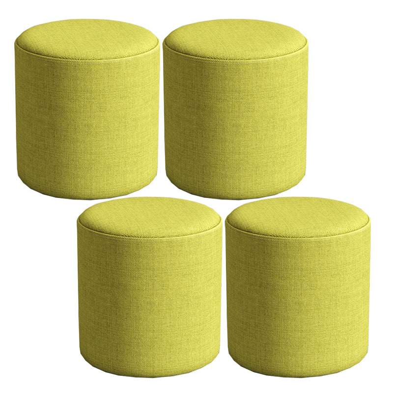 Contemporary Footstool Ottoman Fabric Upholstered Solid Color Round Ottoman