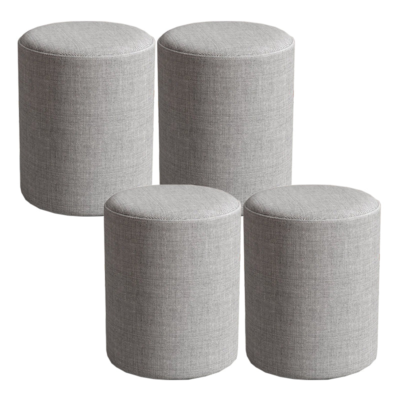 Contemporary Footstool Ottoman Fabric Upholstered Solid Color Round Ottoman