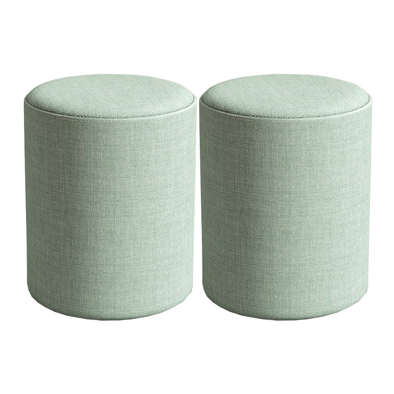 Contemporary Footstool Ottoman Fabric Upholstered Solid Color Round Ottoman