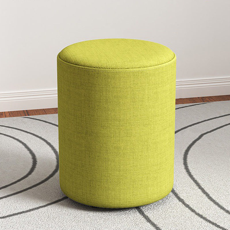 Contemporary Footstool Ottoman Fabric Upholstered Solid Color Round Ottoman