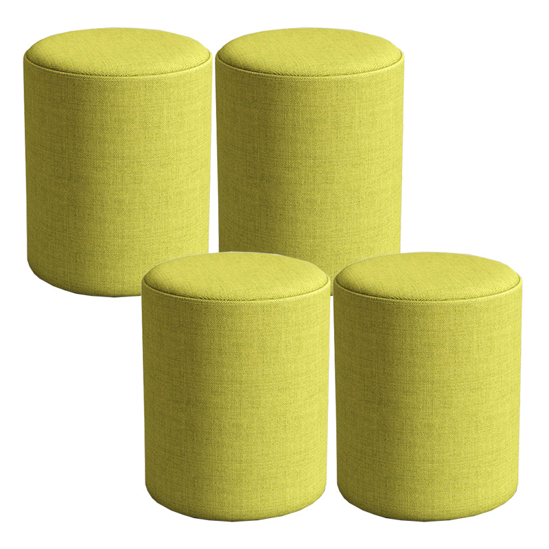 Contemporary Footstool Ottoman Fabric Upholstered Solid Color Round Ottoman