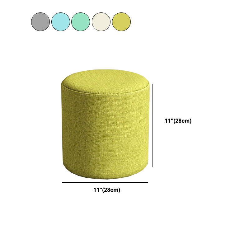 Contemporary Footstool Ottoman Fabric Upholstered Solid Color Round Ottoman