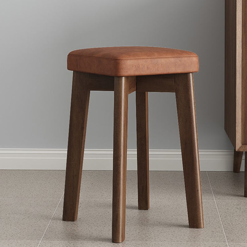 Cube Ottoman Mid-Century Modern Square Pure Color Faux Leather Stain Resistant Ottoman