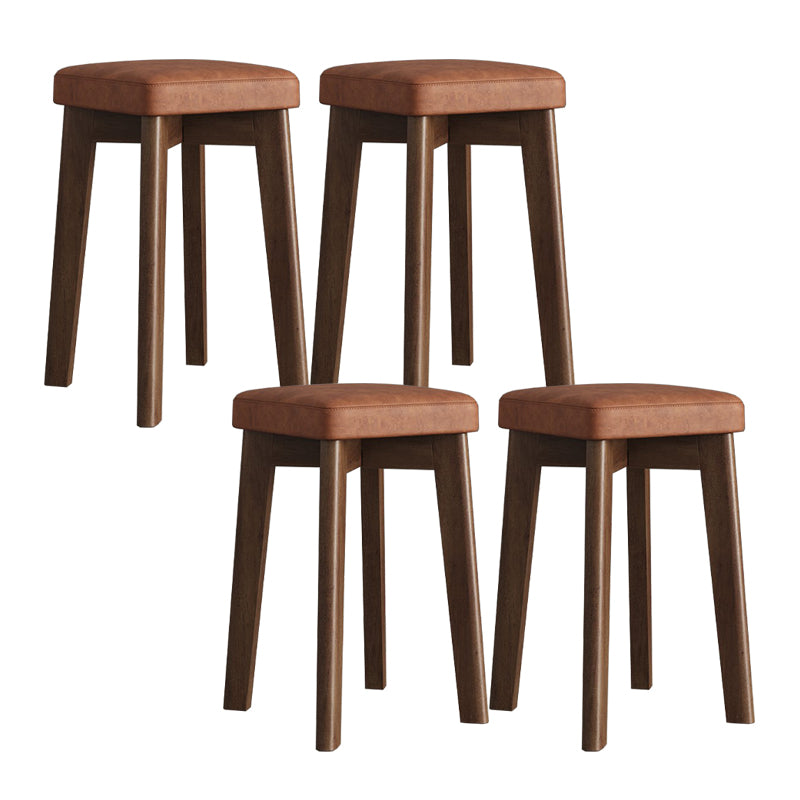 Cube Ottoman Mid-Century Modern Square Pure Color Faux Leather Stain Resistant Ottoman