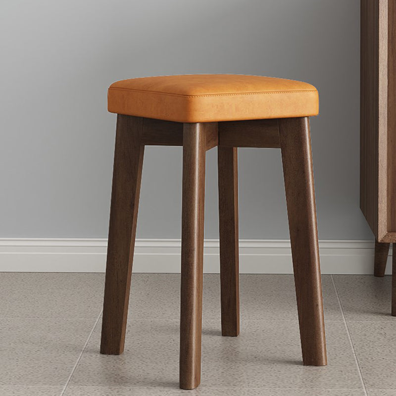 Cube Ottoman Mid-Century Modern Square Pure Color Faux Leather Stain Resistant Ottoman