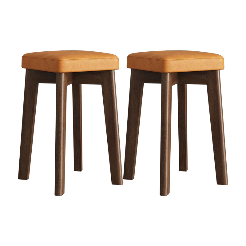 Cube Ottoman Mid-Century Modern Square Pure Color Faux Leather Stain Resistant Ottoman