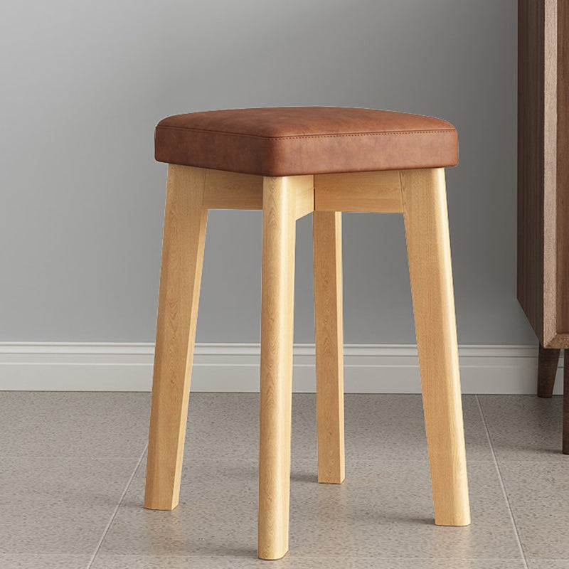 Cube Ottoman Mid-Century Modern Square Pure Color Faux Leather Stain Resistant Ottoman