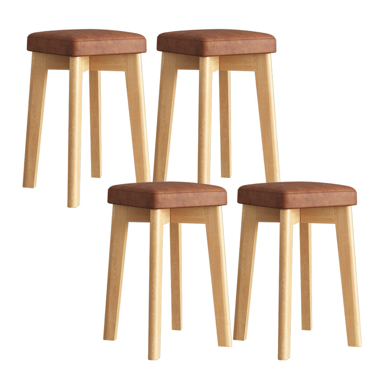 Cube Ottoman Mid-Century Modern Square Pure Color Faux Leather Stain Resistant Ottoman