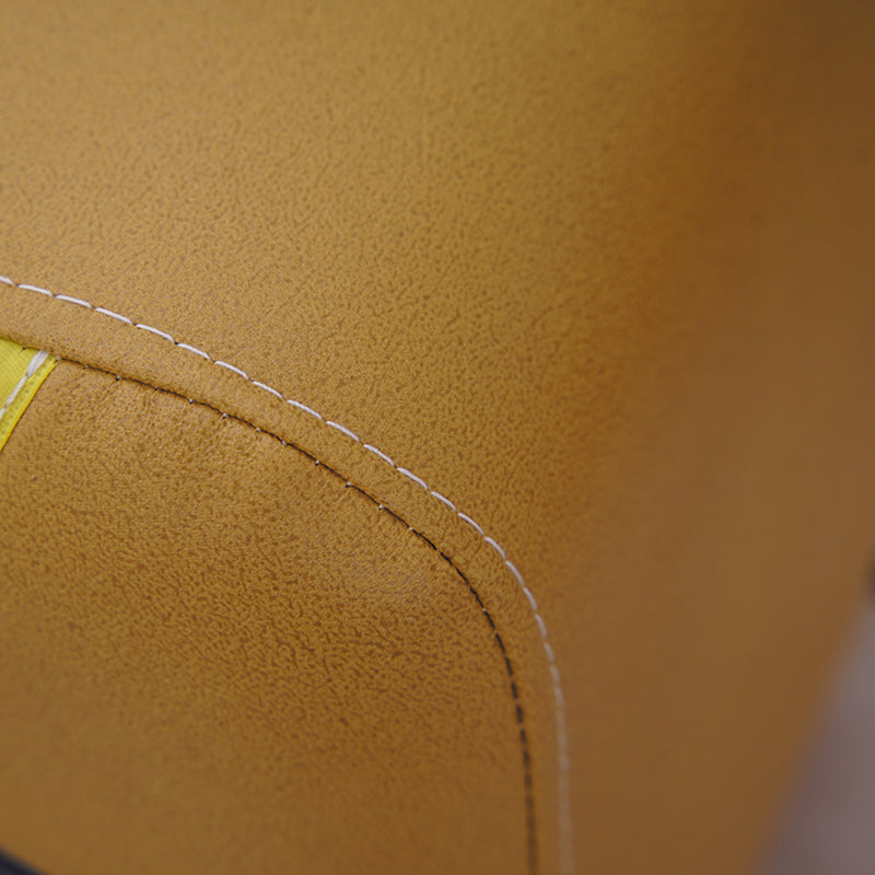 Contemporary Pouf Ottoman Fabric Upholstered Patchwork Solid Wood Frame Square Ottoman