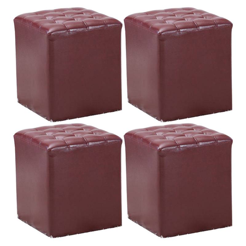 Genuine Leather Ottoman Tufted Square Whole Colored Water Resistant Cube Ottoman