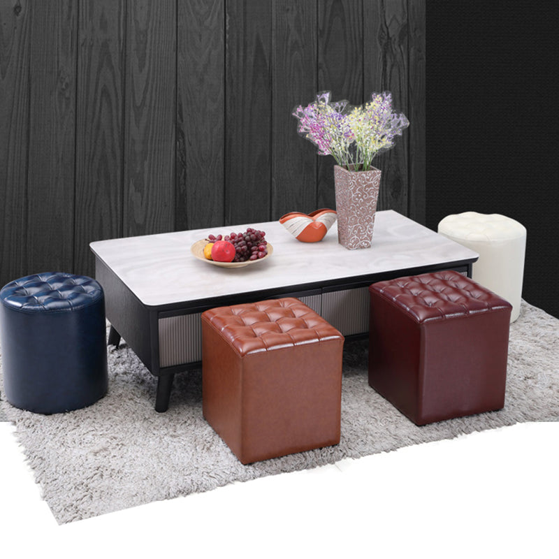 Genuine Leather Ottoman Tufted Square Whole Colored Water Resistant Cube Ottoman