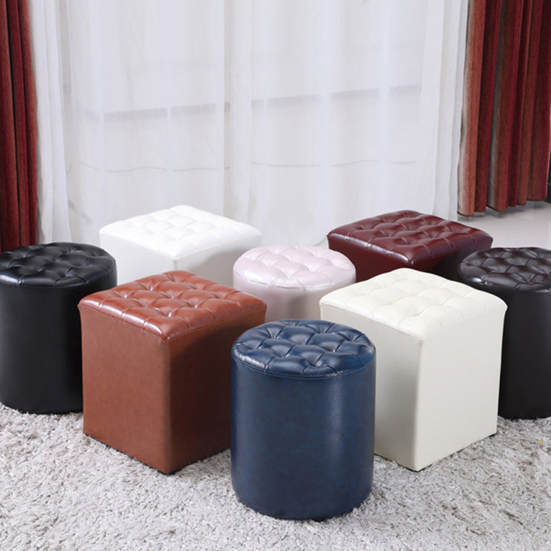 Genuine Leather Ottoman Tufted Square Whole Colored Water Resistant Cube Ottoman