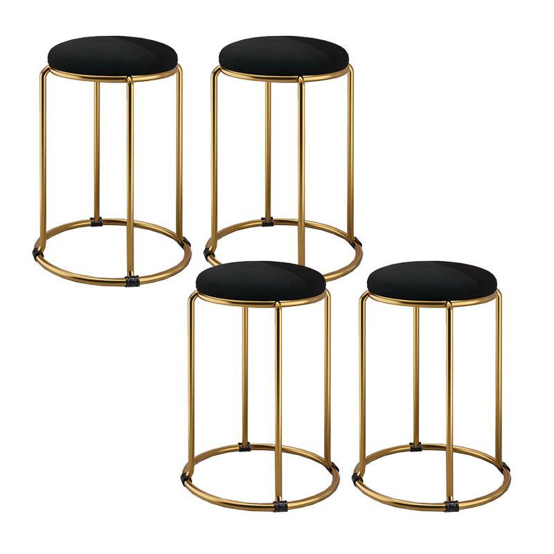 Contemporary Ottoman Fabric Upholstered Metal Frame Round Ottoman