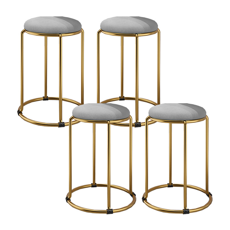 Contemporary Ottoman Fabric Upholstered Metal Frame Round Ottoman