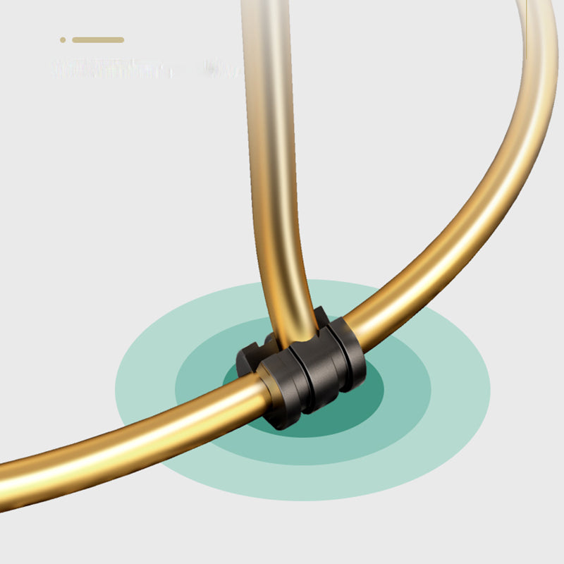 Contemporary Ottoman Fabric Upholstered Metal Frame Round Ottoman