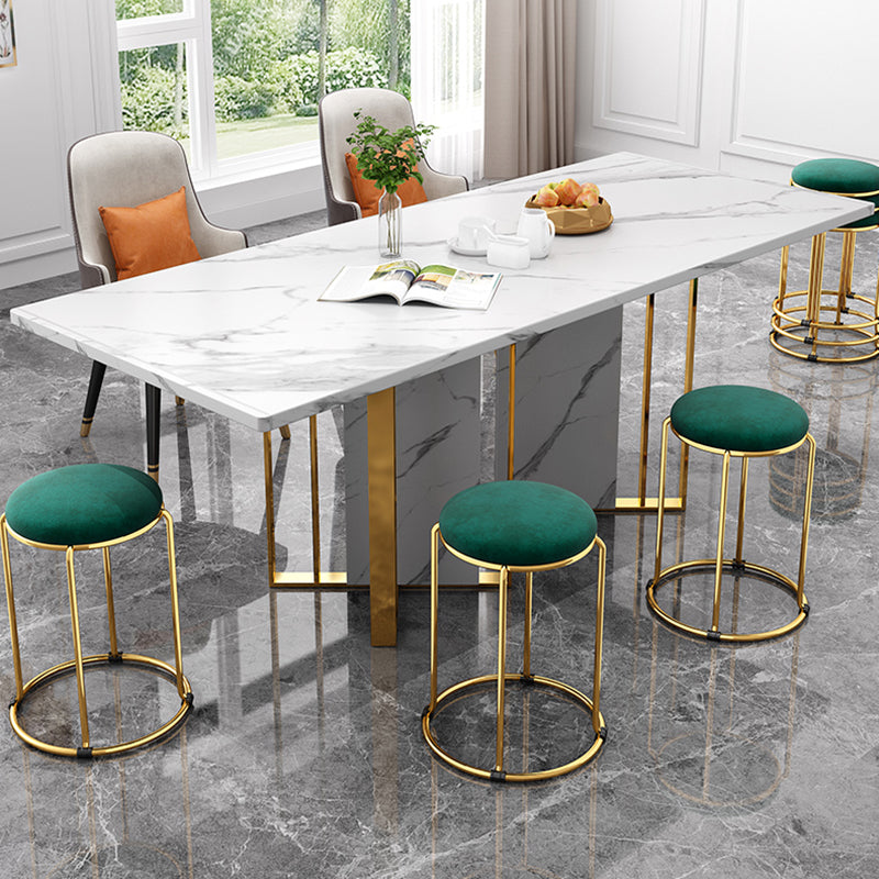 Contemporary Ottoman Fabric Upholstered Metal Frame Round Ottoman