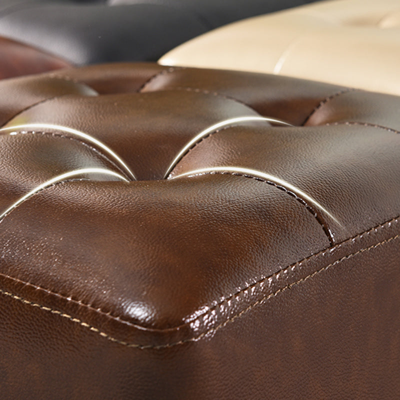 Dark Brown Leather Standard Square Stain Resistant Indoor Standard