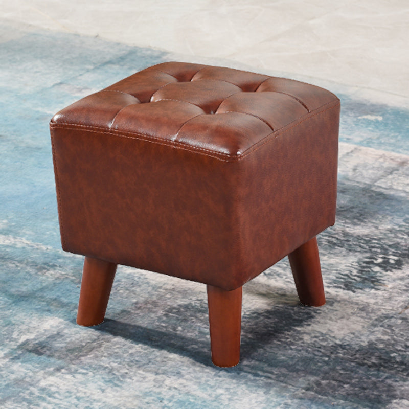 Dark Brown Leather Standard Square Stain Resistant Indoor Standard